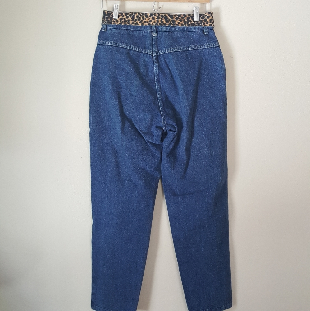 Vintage 1980's Cap Ferrat High Rise Leopard Detail Jeans - Picture 3 of 7